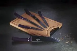 BerlingerHaus - Setti Ruostumattomasta Teräksestä Valmistettuja Veitsiä Bambuleikkuulaudalla 6 Kpl Violetti/musta