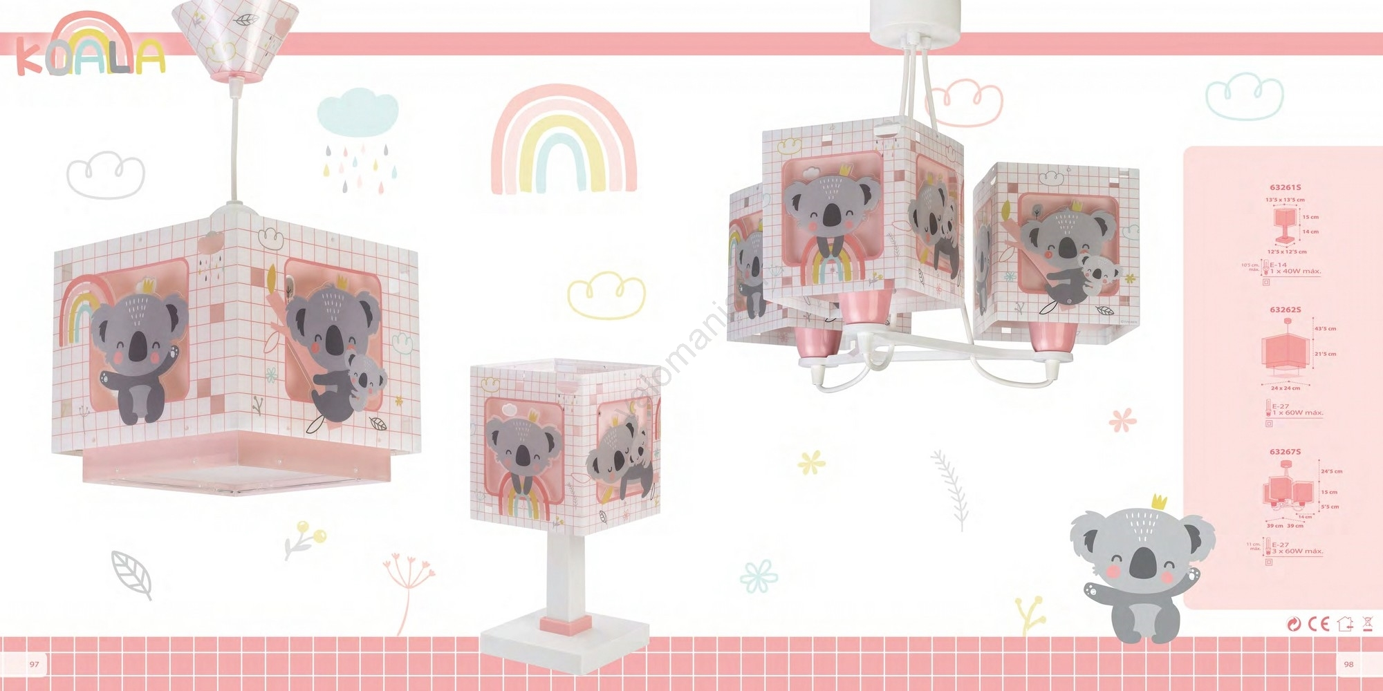 Dalber 63262S - Lasten Kattokruunu KOALA 1xE27/60W/230V - Image 4