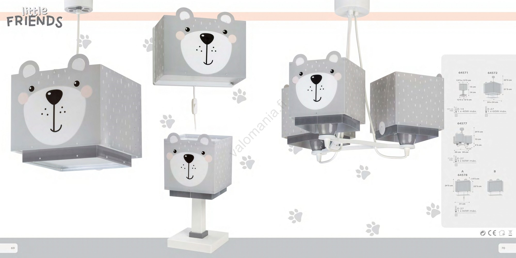 Dalber 64577 - Lasten Kattokruunu LITTLE TEDDY 3xE27/60W/230V - Image 4