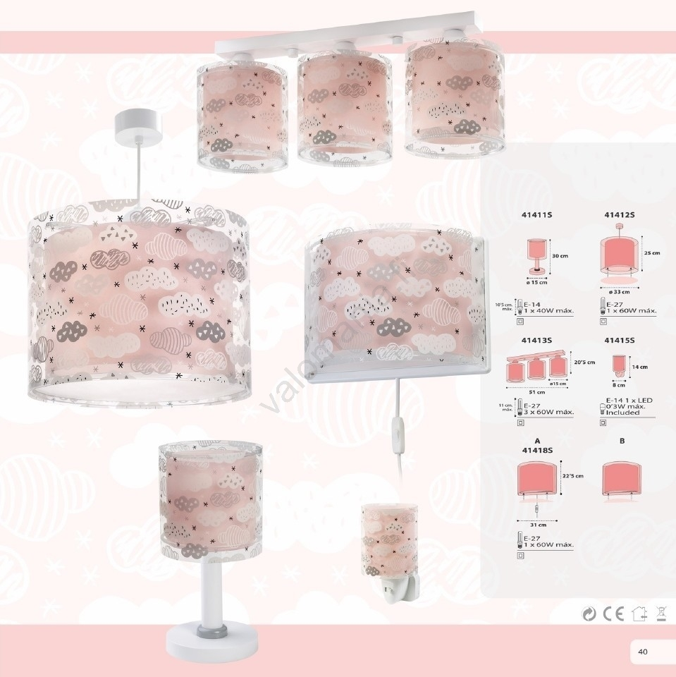 Dalber D-41412S - Lasten Kattokruunu CLOUDS 1xE27/60W/230V - Image 2