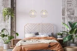 Kattokruunu Johdossa MATT 2xE27/60W/230V Valkoinen/kultainen