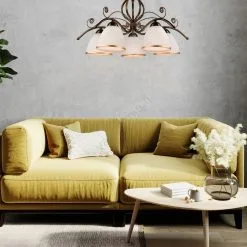 Kattokruunu Ketjussa RETRO II 5xE27/60W/230V Musta Patina