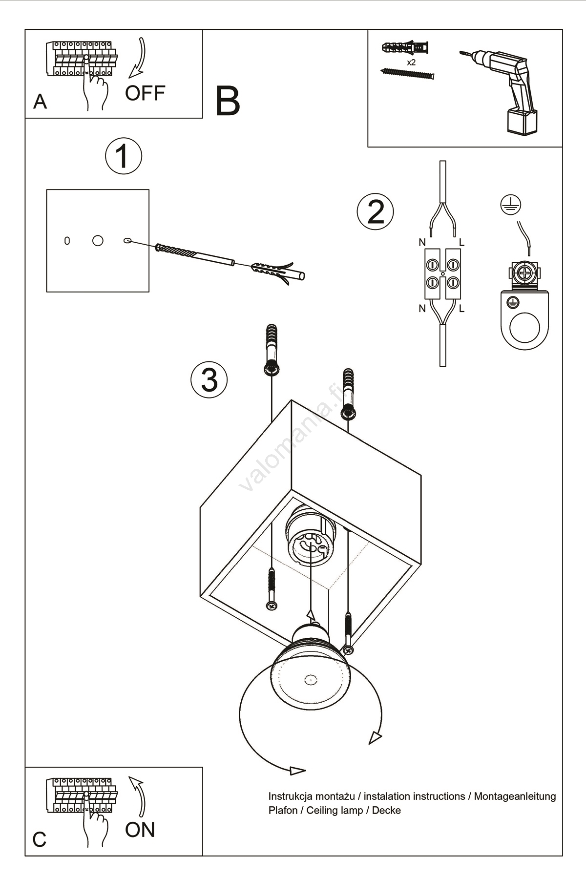Kattovalo QUAD 1xGU10/40W/230V Puu - Image 8