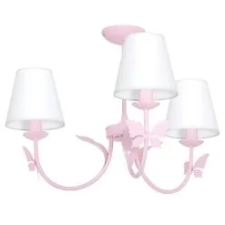 Lasten Kattokruunu PIENI PERHONEN 3xE14/60W Vaaleanpunainen