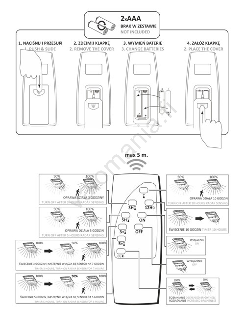 LED Aurinkokenno Katuvalaisin Anturilla STREET 2xLED/6W/3,2V IP65 + Kaukosäädin - Image 3