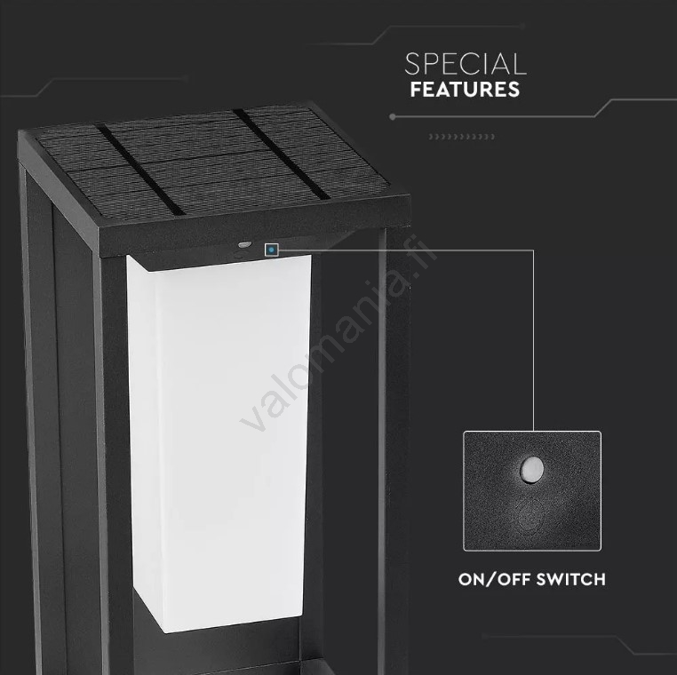 LED Aurinkokenno Seinävalo Anturilla SAMSUNG CHIP LED/2W/3,7V IP65 - Image 2