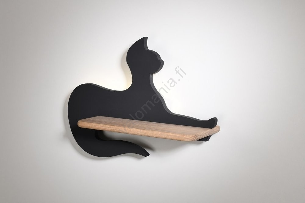 LED Lasten Seinävalaisin Hyllyllä BLACK CAT LED/5W/230V - FSC-sertifioitu