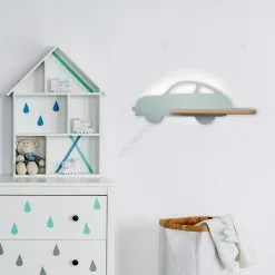 LED Lasten Seinävalaisin Hyllyllä CAR LED/5W/230V Vihreä/puu - FSC-sertifioitu