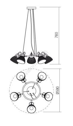 Redo 01-1451 - Kattokruunu Johdossa RIDGE 5xE27/60W/230V